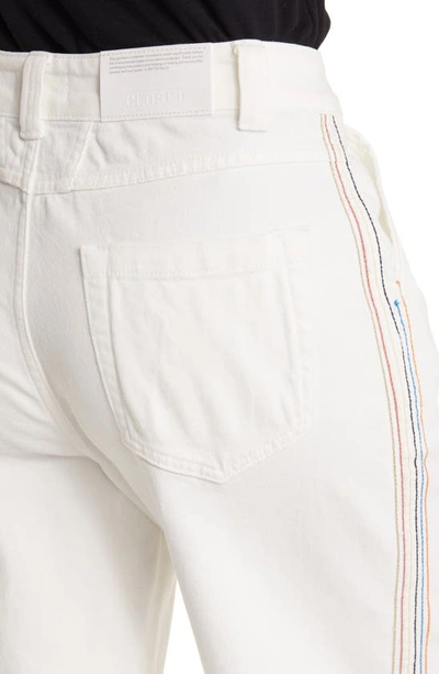Shop Closed Melfort Side Stripe High Waist Crop Wide Leg Jeans In White