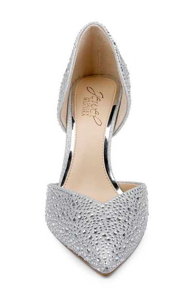 Shop Jewel Badgley Mischka Grace D'orsay Pointed Toe Pump In Silver