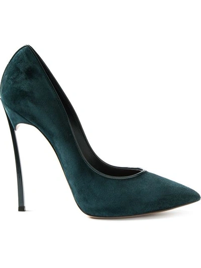 Casadei Suede Blade Pumps In Ivy