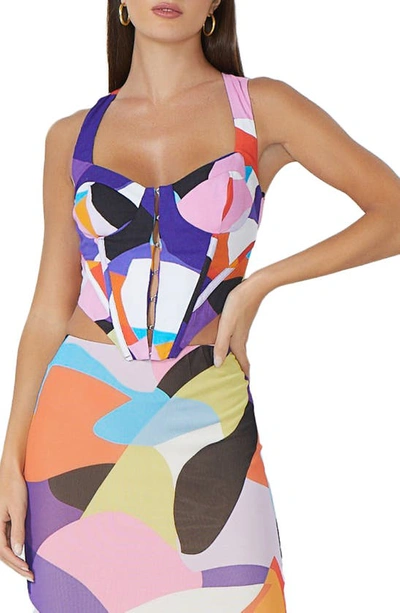 Shop Afrm Delilah Corset Top In Abstract Color Block