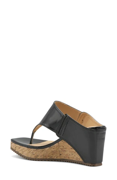 Shop Adrienne Vittadini Chee Platform Wedge Thong Sandal In Black