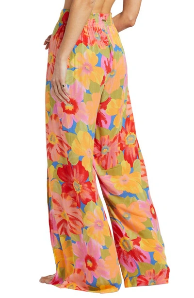 Shop Billabong Split Spirit Floral Wide Leg Pants In Pink Multi