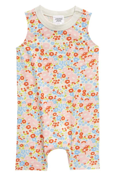 Shop Polished Prints Floral Organic Cotton Pocket Romper In Summer Shower