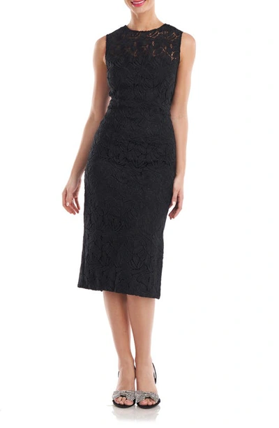 Shop Js Collections Theodora Lace Midi Sheath Dress In Black