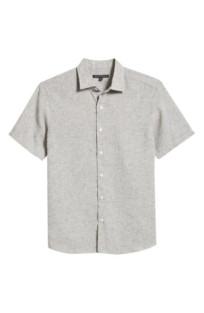 Shop Robert Barakett Martense Slub Short Sleeve Cotton Button-up Shirt In Light Olive