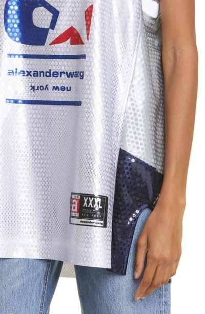 Shop Alexander Wang Astar Sequin Basketball Jersey In White Multi