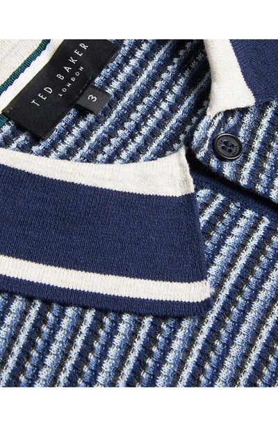 Shop Ted Baker Radwint Stripe Wool Blend Polo In Dark Blue