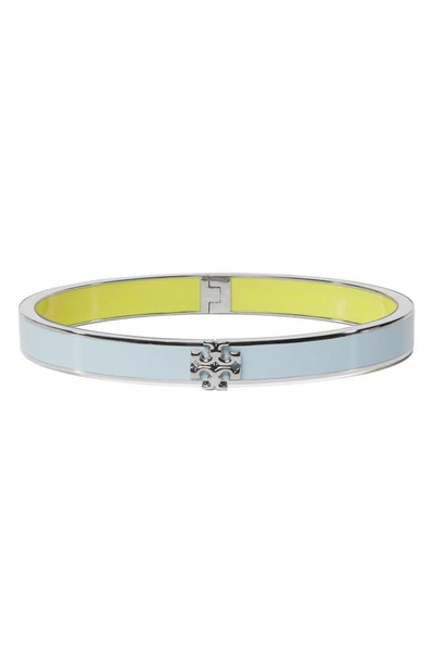Shop Tory Burch Kira Enamel Hinge Bracelet In Hematite / Starlight / Yellow