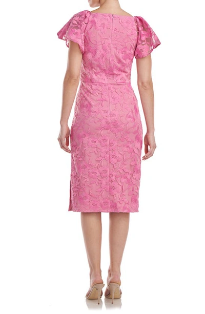 Js Collections Natasha Embroidered Flutter Sleeve Cocktail Dress In Heather Rose