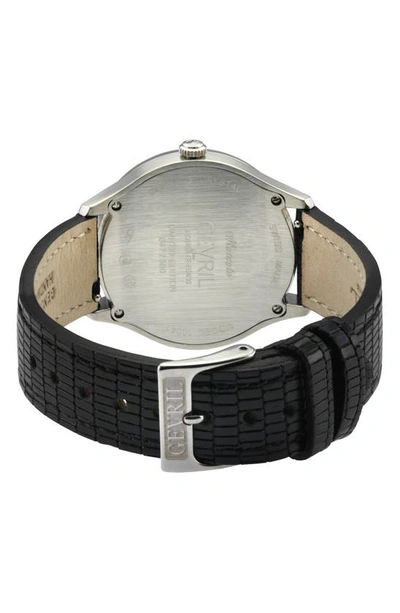 Gevril Morcote Swiss Diamond Leather Strap Watch, 36mm In Black