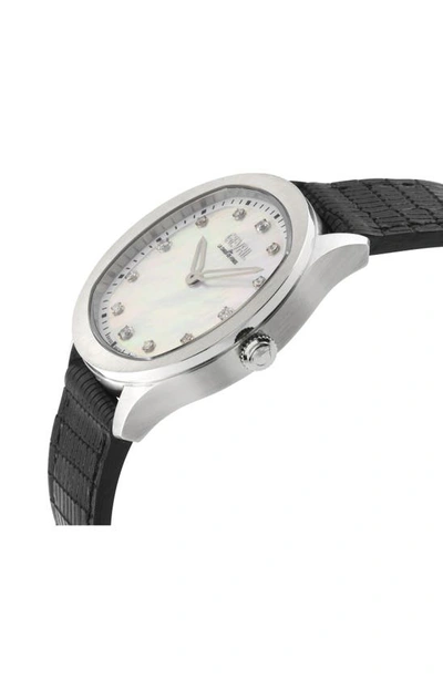 Gevril Morcote Swiss Diamond Leather Strap Watch, 36mm In Black