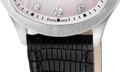 Gevril Morcote Swiss Diamond Leather Strap Watch, 36mm In Black
