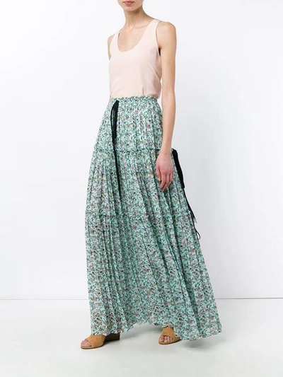 pleated floral print maxi skirt