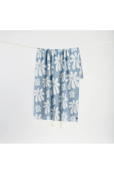 Shop Slowtide Iggy Yin & Yang Flower Cotton Beach Towel In Sky Blue