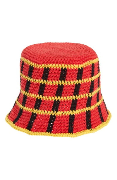 Shop Memorial Day Plaid Crochet Bucket Hat In Racer
