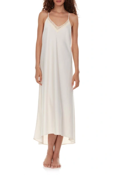 Shop Flora Nikrooz Genevive Satin Lace Nightgown In Antique Ivory