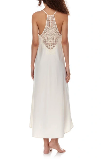 Shop Flora Nikrooz Genevive Satin Lace Nightgown In Antique Ivory