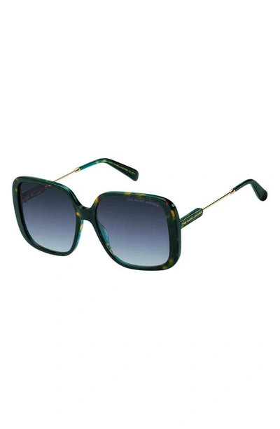 Shop Marc Jacobs 57mm Square Sunglasses In Dark Havana Teal / Greyblue