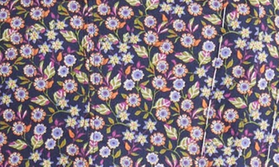 Shop Nackiyé Floral Ditsy Pintuck Peplum Strapless Midi Dress In Violet Bomb