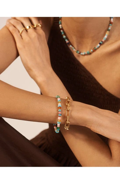 Shop Monica Vinader Freedom Beaded Bracelet In 18ct Gold Vermeil/ Ss