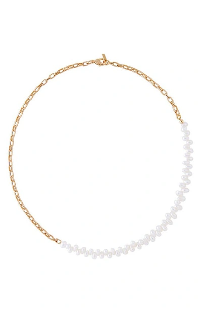 Shop Martha Calvo Matira Freshwater Pearl & Chain Link Necklace In Gold/ Pearls