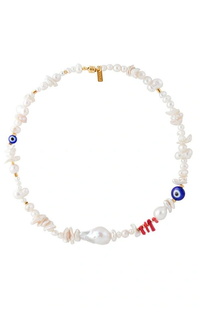 Shop Martha Calvo Alessa Genuine Freshwater Pearl & Bead Bracelet In Gold Multi