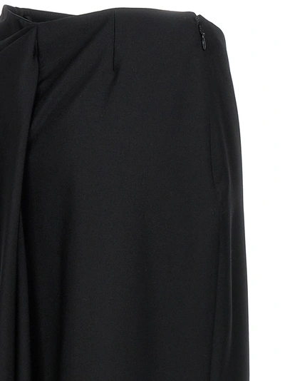 Shop Alexander Mcqueen Slashed Drape Skirts Black