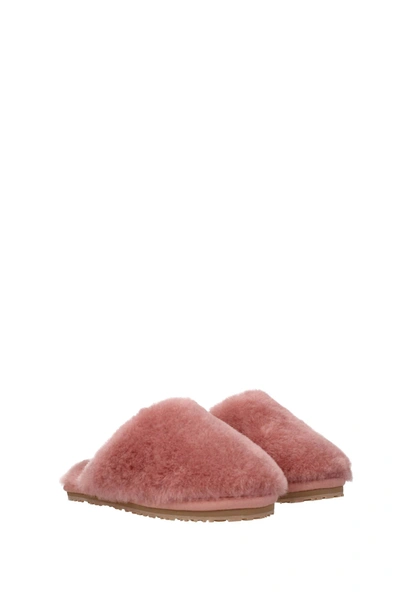 Shop Mou Slippers And Clogs Fur Pink Blush