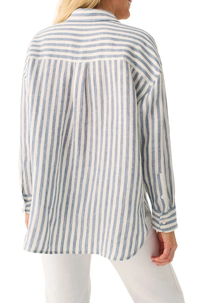 Shop Faherty Laguna Relaxed Fit Linen Button-up Shirt In Blue Lucy Stripe