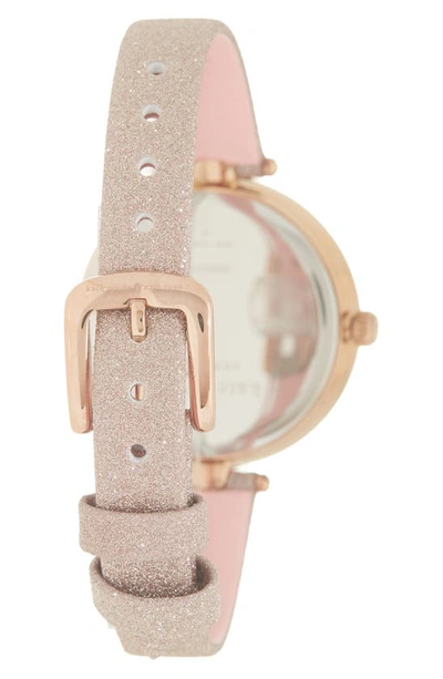 Kate Spade New York Holland Three-hand Rose Gold-tone Glitter Leather Watch, 34mm In Rose Gold