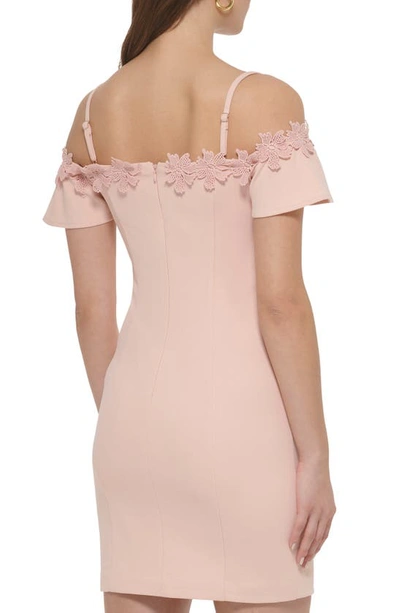 Shop Kensie Off-the-shoulder Scuba Crepe Dress In Blush