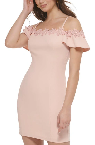Shop Kensie Off-the-shoulder Scuba Crepe Dress In Blush