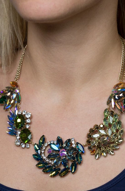 Shop Jardin Floral Crystal Cluster Statement Necklace In Multi/gold