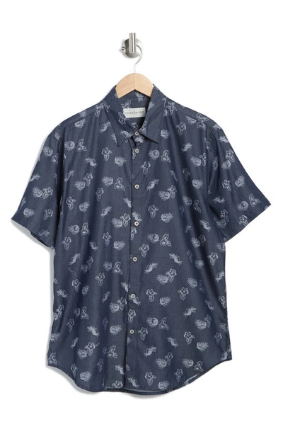 Shop Coastaoro Yarn Dye Cotton Button-up Shirt In El Tropico Ombre Blue