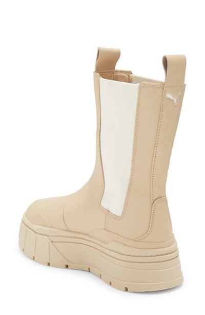 Shop Puma Mayze Stack Platform Chelsea Boot In Light Sand