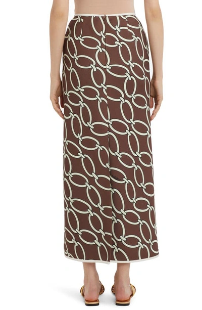 Shop Valentino Chain Print Crepe Couture Skirt In Chestnut Cream/ Avorio