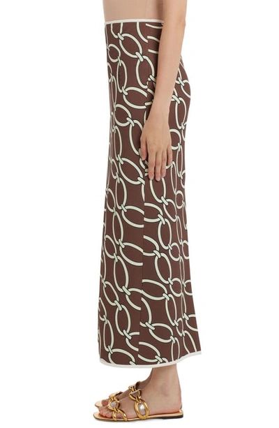 Shop Valentino Chain Print Crepe Couture Skirt In Chestnut Cream/ Avorio