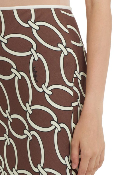 Shop Valentino Chain Print Crepe Couture Skirt In Chestnut Cream/ Avorio