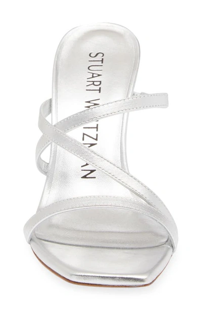 Shop Stuart Weitzman Strapeze 85 Slide Sandal In Silver