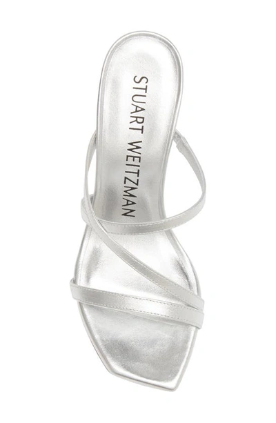 Shop Stuart Weitzman Strapeze 85 Slide Sandal In Silver