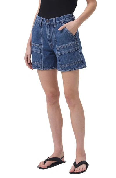 Shop Agolde Cooper Denim Cargo Shorts In Ambition