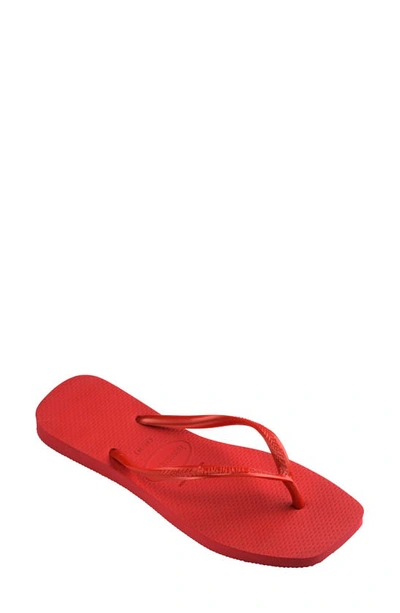 Shop Havaianas Slim Square Flip Flop In Ruby Red