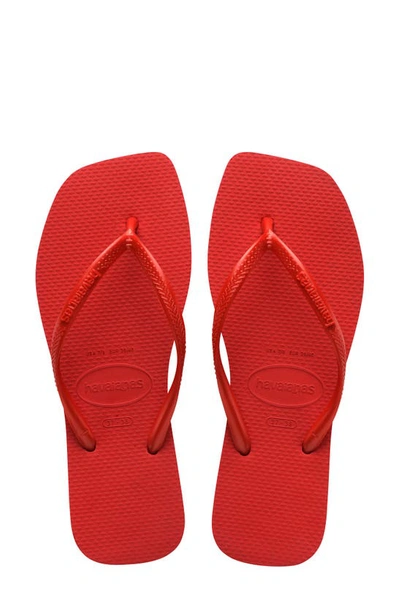 Shop Havaianas Slim Square Flip Flop In Ruby Red