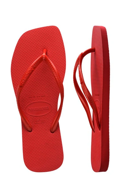 Shop Havaianas Slim Square Flip Flop In Ruby Red