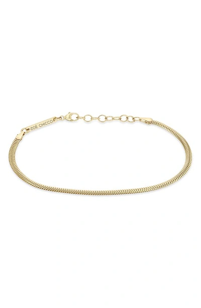 Shop Zoë Chicco 14k Gold Flat Snake Chain Bracelet In 14k Yellow Gold