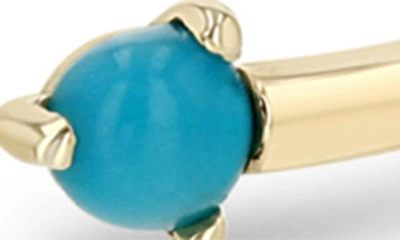 Shop Zoë Chicco Turquoise & Pavé Diamond Open Ring In 14k Yellow Gold