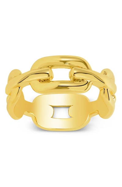 Shop Sterling Forever Scout Chain Ring In Gold