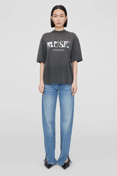 Shop Anine Bing Wes Tee Painted Muse In Washed Faded Black