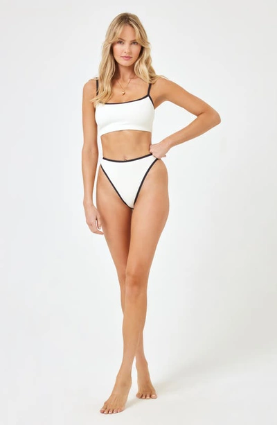 Shop L*space Adalyn Contrast Trim Bikini Top In Cream/ Black
