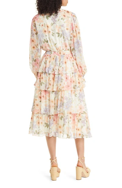Shop Rachel Parcell Botanical Floral Ruffle Long Sleeve Dress In Ditsy Floral